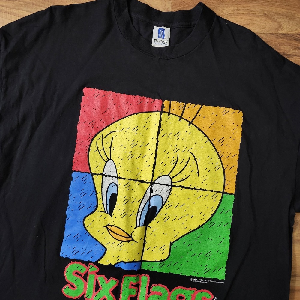 VTG 1996 Warner Bros Tweety Graphic Black T-Shirt Size XXL